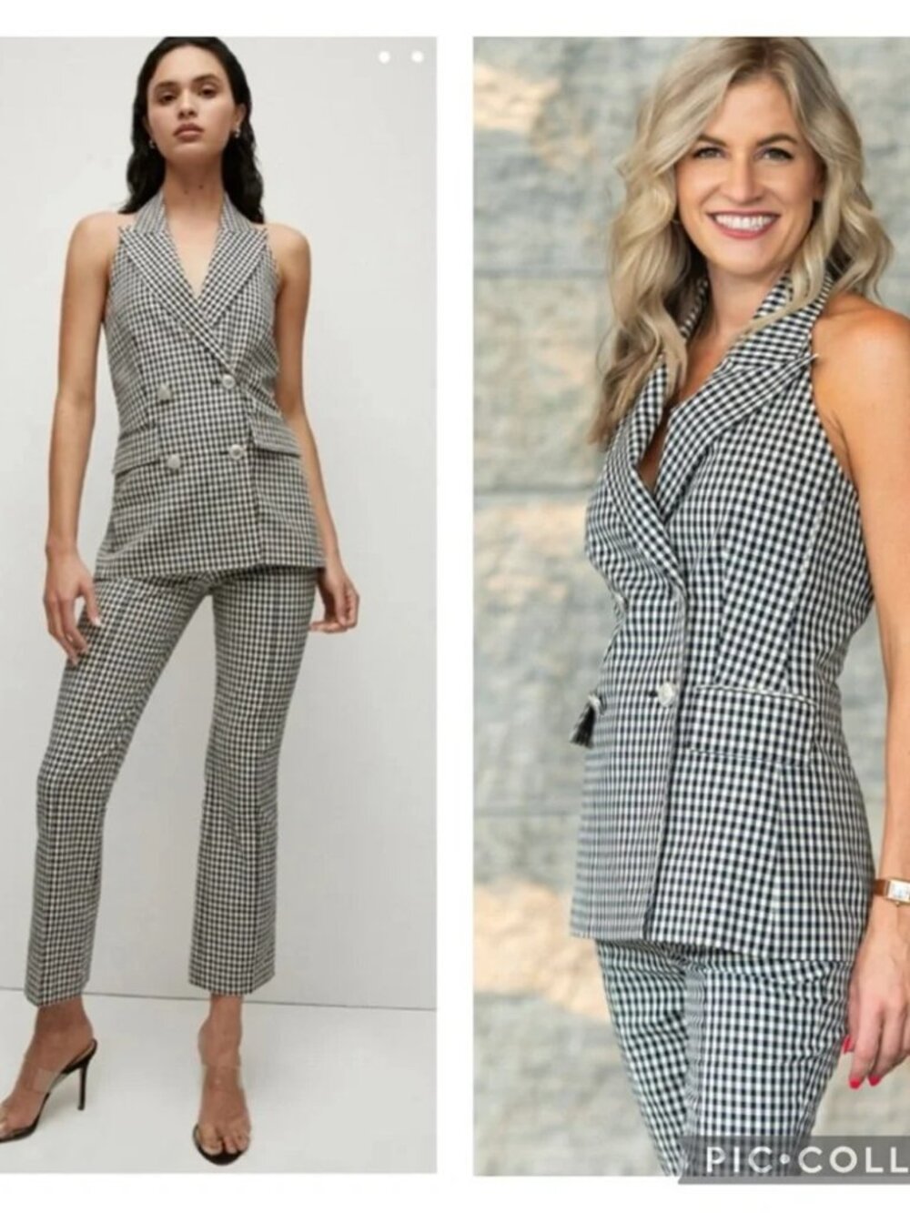 NWT SET Veronica Beard Enfield Gingham Halter Vest Tani Trouser Pants 6/6